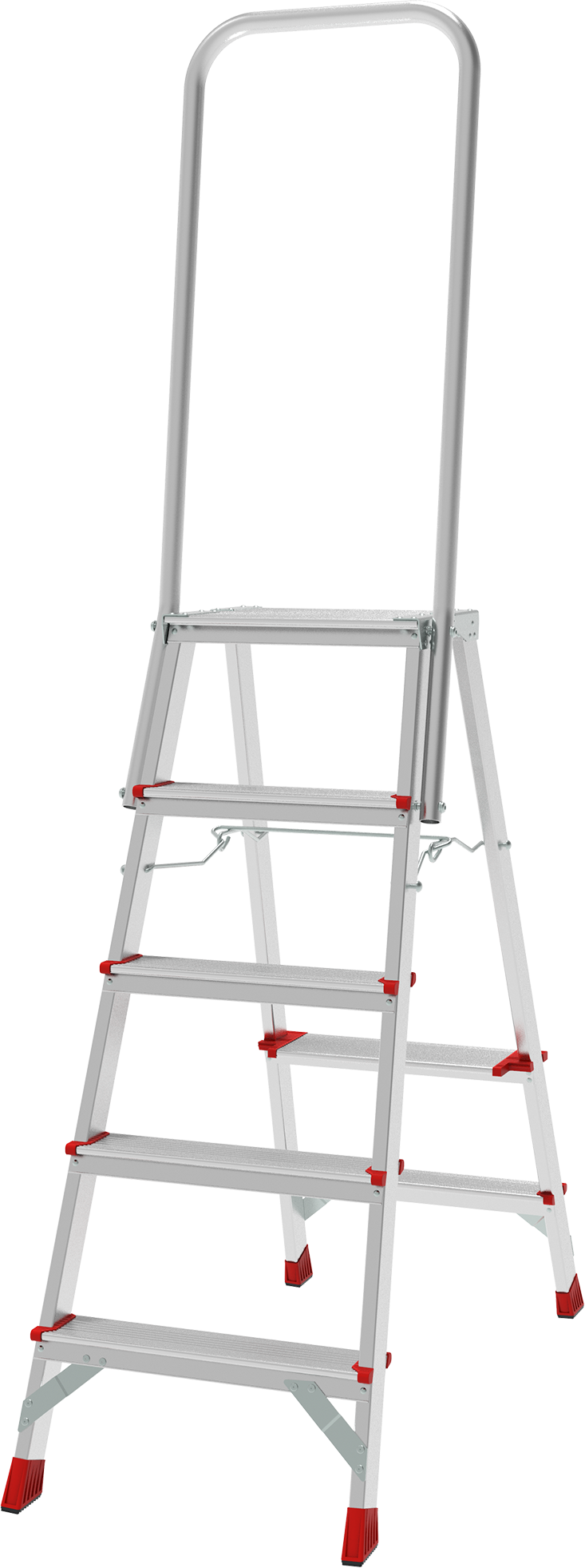 Профессиональная анодированная стремянка с площадкой 350х260 мм и дугой безопасности 800 мм NV3136А | 1×5 | Артикул: 3136105A