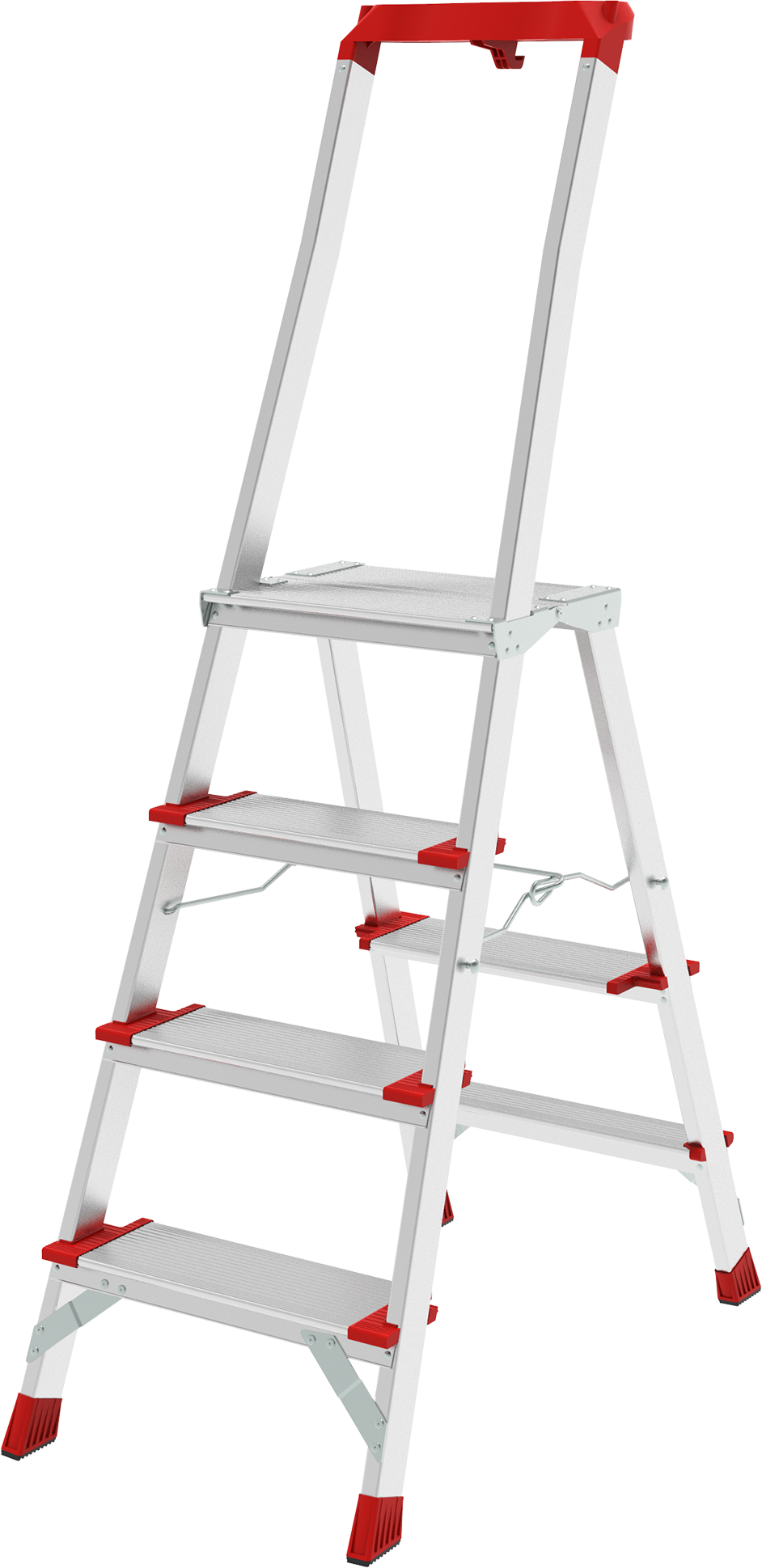 Индустриальная алюминиевая стремянка с площадкой 350х260 мм и органайзером NV3138 | 1×4 | Артикул: 3138104