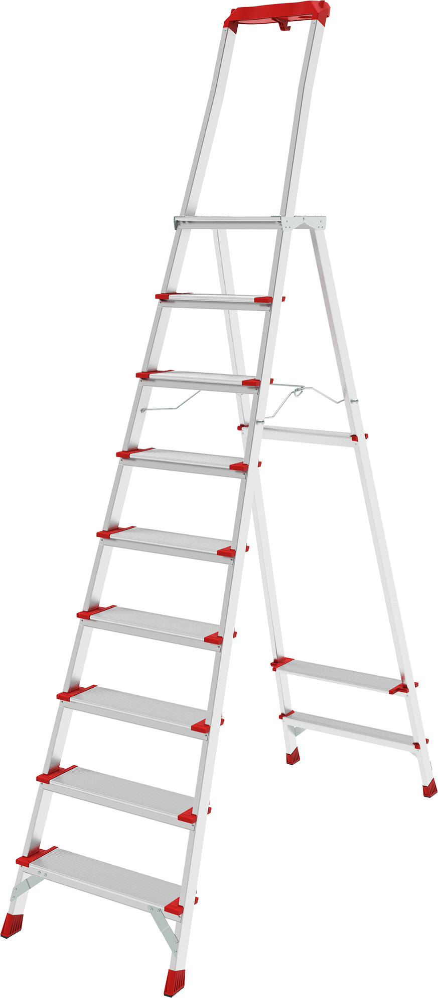 Индустриальная алюминиевая стремянка с площадкой 350х260 мм и органайзером NV3138 | 1×9 | Артикул: 3138109