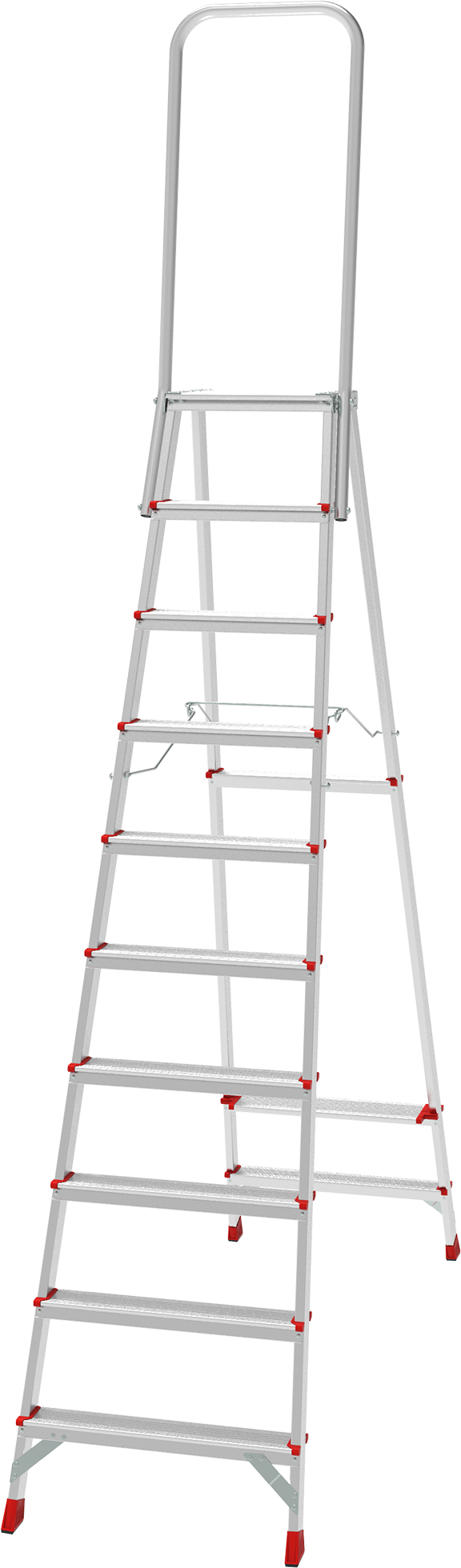 Профессиональная алюминиевая стремянка с площадкой 350х260 мм и дугой безопасности 800 мм NV3136 | 1×10 | Артикул: 3136110