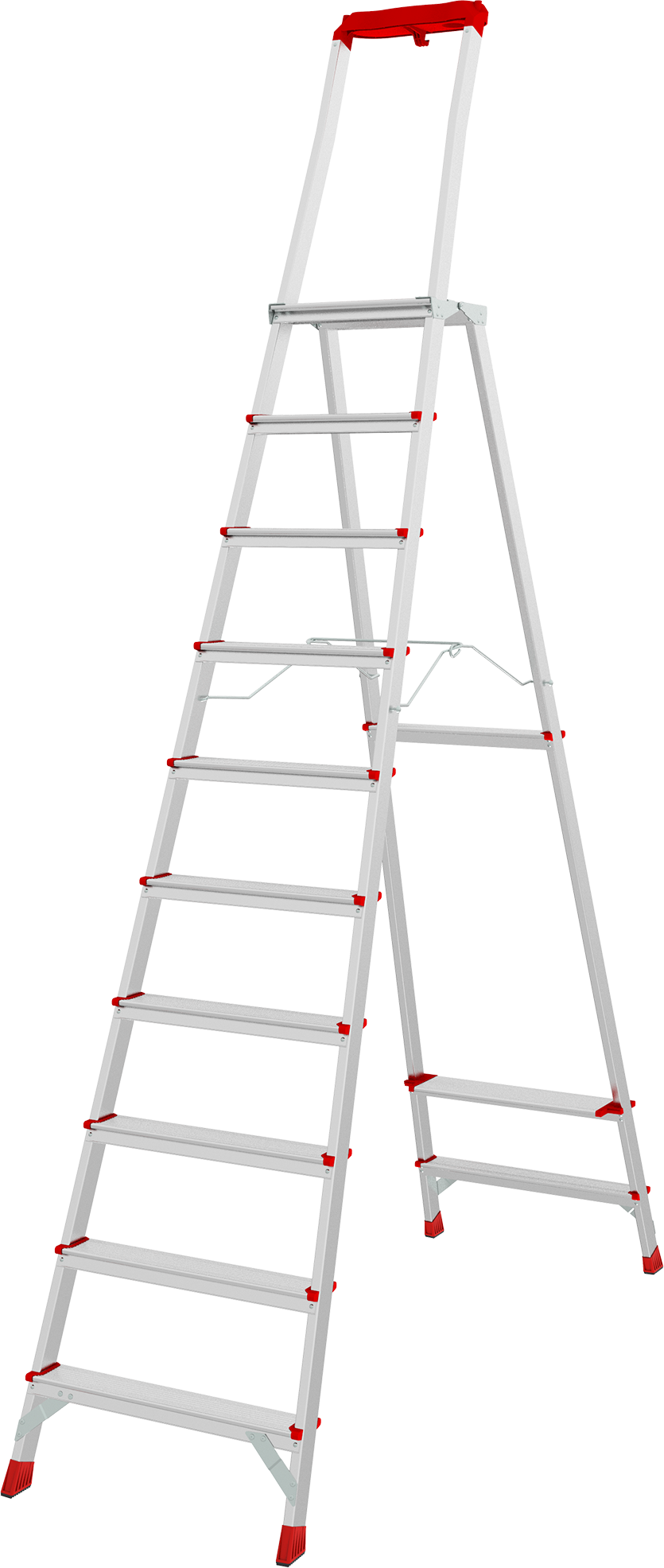 Профессиональная анодированная стремянка с площадкой 350×260 мм и органайзером NV3135А | 1×10 | Артикул: 3135110A