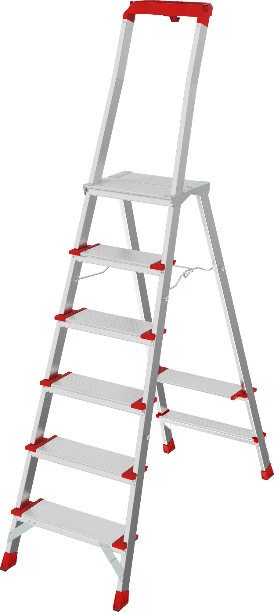 Индустриальная алюминиевая стремянка с площадкой 350х260 мм и органайзером NV3138 | 1×6 | Артикул: 3138106