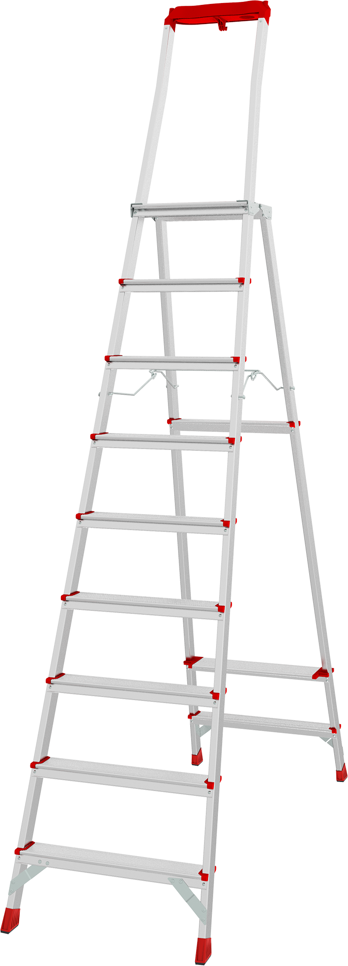 Профессиональная анодированная стремянка с площадкой 350×260 мм и органайзером NV3135А | 1×9 | Артикул: 3135109A